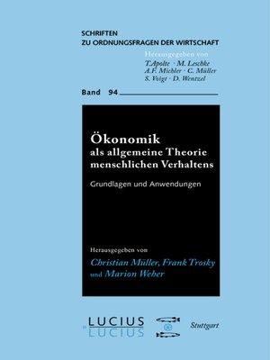 cover image of Ökonomik als allgemeine Theorie menschlichen Verhaltens